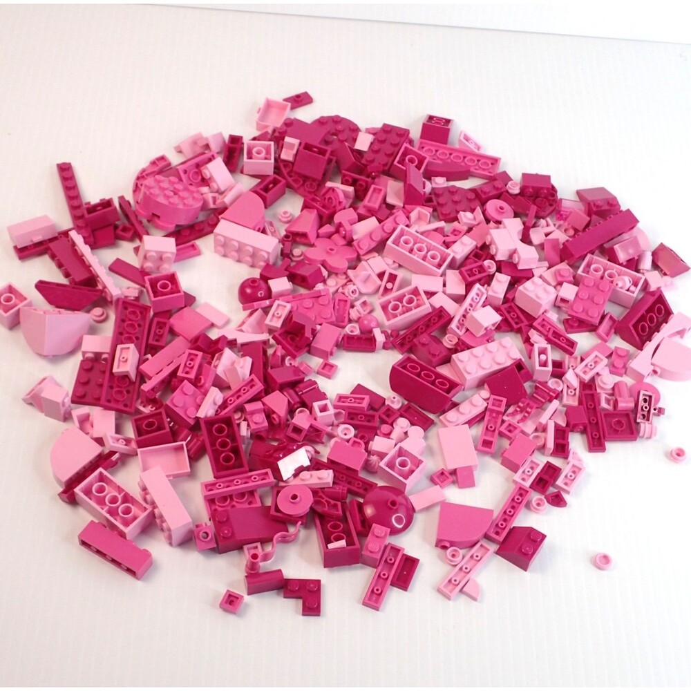 LEGO Parts - Assorted Pink Bulk Pieces - QTY 400+ Pieces (7.7oz)